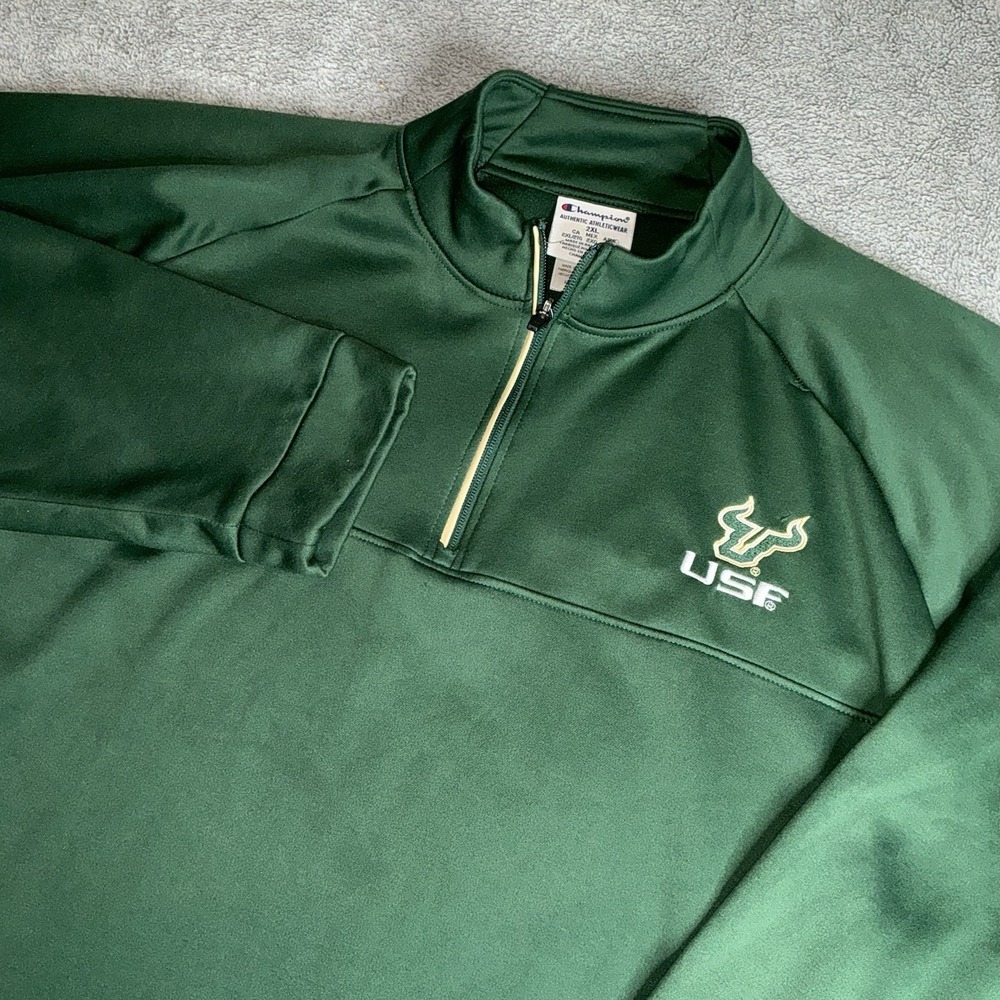 USF Bulls Sweatshirt Men 2XL Long Sleeve 1/4 Zip Pullover Champion Activewear